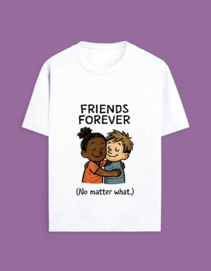 Friends Forever Graphic Cotton T-Shirt – Casual Unisex Crew Neck Tee