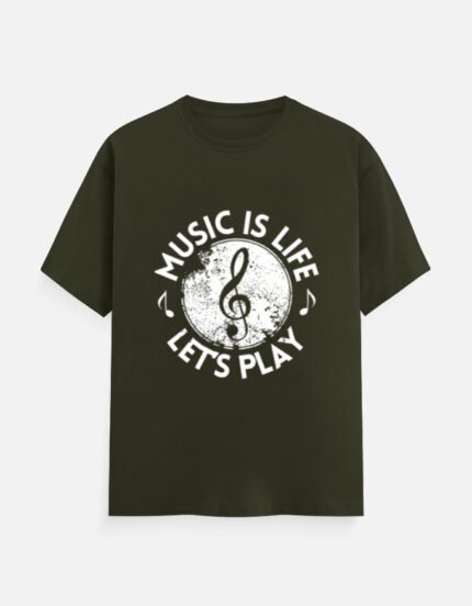"Music is Life – Let's Play" T-Shirt | 100% Cotton Unisex Tee with Treble Clef