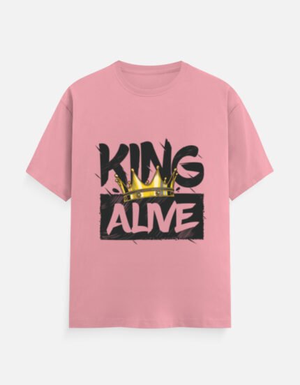 King Alive Graphic T-Shirt – Pink | 100% Cotton Unisex Streetwear Tee